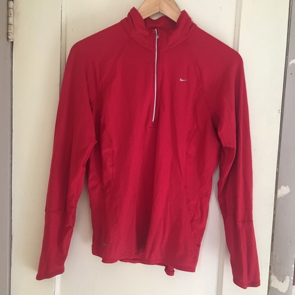 Nike Tops - Nike Medium Fit Dry Red Half Zip Long Sleeve